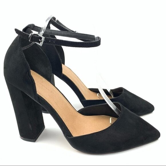 Asos heels 7 black faux suede Dorsay pointy toe - Picture 12 of 12